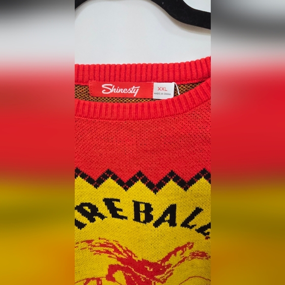 Fireball whisky Shinesty men 2XL ugly tacky Christmas knit sweater, whimsical - Picture 4 of 6